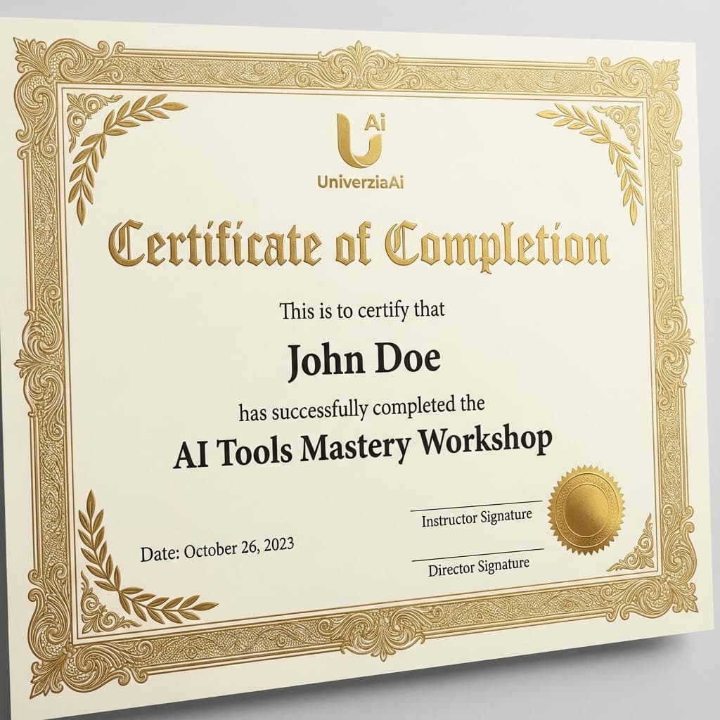 Univerzia AI workshop certificate